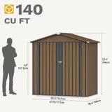 DWVO 6x4ft Storage Shed for Outdoors, Metal Sturdy Weatherproof Tool Locker with Secure Door and Ventilation for Equipment, Mowers, Bikes, Outdoor Spaces, Brown DWVO