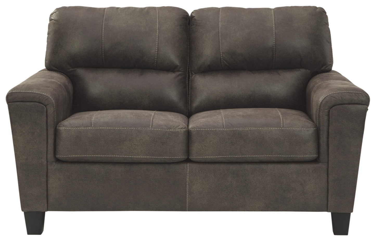 Signature Design by Ashley Navi Faux Leather Modern Loveseat, Gray