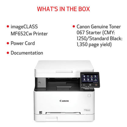 Canon Color imageCLASS MF652Cw - Wireless Laser Printer, Multifunction with Scanner, Copier, Mobile Ready, 3 Year Limited Warranty, 22 PPM Color, White