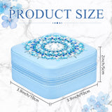Hinly 2 Pcs Portable Diamond Painting Jewelry Storage Box Mandala Diamond Art Accessories Blue PU Leather Jewelry Ring Organizer Case Travel Jewelry Organizer Hinly