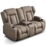RV Loveseat Recliner with Console,Reclining Loveseat Sofa Wall Hugger Recliners for Small Spaces,Double Manual Recliner Couches with Cup Holders for Living Room Furniture (Fabric, Khaki) Generic