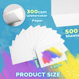 TOUNALKER 500 Pcs Watercolor Paper Bulk, White Cold Press Paper 300 GSM Watercolor Paper Pad Sketch Art Painting Paper for Kids Watercolorist Academy Students Beginning Drawing TOUNALKER