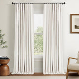 INOVADAY 100% Blackout Curtains for Bedroom, Black Out Curtains 96 Inch Long, Clip Rings Linen Blackout Drapes, Thermal Insulated Room Darkening for Living Room, 2 Panels - Beige,W50xL96 INOVADAY