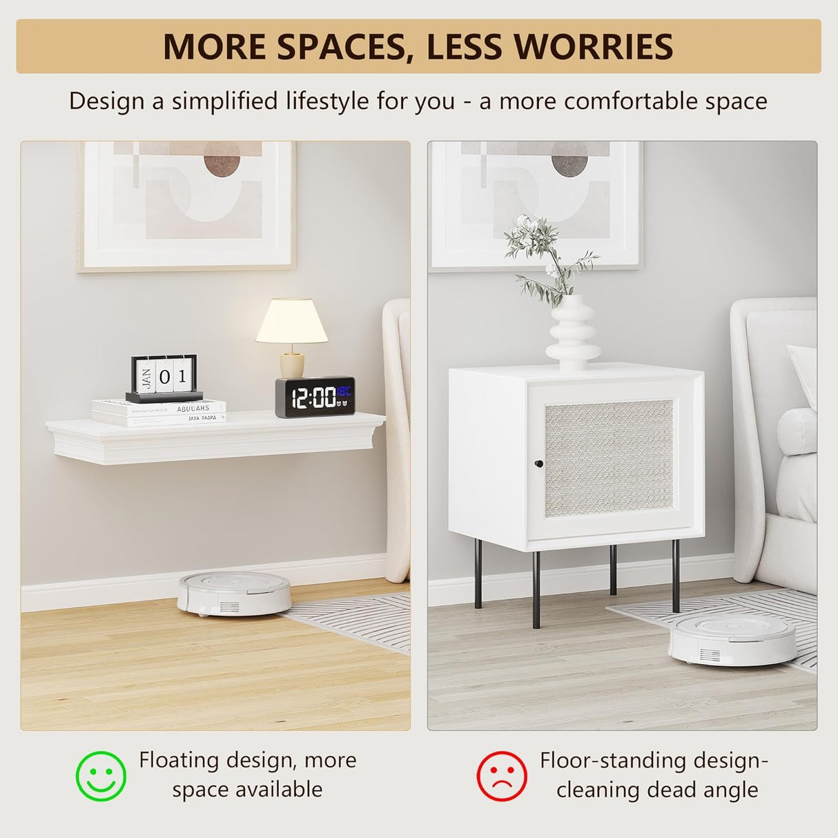 Eylar Intact Secret Home Decor with Hidden Storage, Floating Night Stand with Gun Drawer, Space-Saving Gun Shelf for Bedroom, Hallway, Office, Solid Wood (White) Eylar