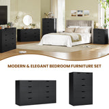 BTHFST 8 Drawers Black Dresser for Bedroom, Modern Wood Chest of Drawers 8 Drawer Dresser with Large Capacity for Living Room, Closet, Hallway, Entryway BTHFST