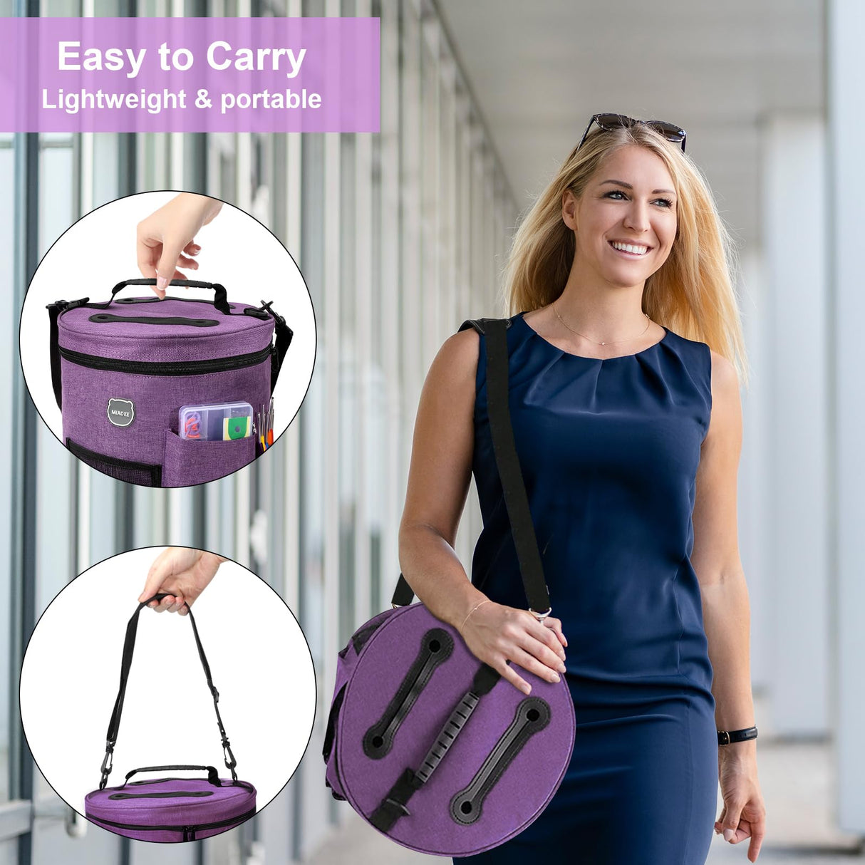 MIAOKE 79pc Crochet Kit, Large Knitting Bag Yarn Storage Organizer, Crocheting Starter Kits with Waterproof Bag, Beginner Knitting Accessories Set, for Beginners Adults Travel Crochet Supplies MIAOKE