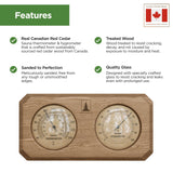 Northwood Sauna - Sauna Thermometer & Hygrometer 2 in 1 - Handmade from Canadian Red Cedar Wood - Luxurious Glass and Golden Metal Dials Northwood Sauna