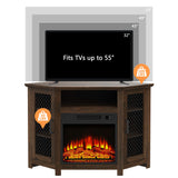 COMEFFIE 45" Corner TV Stand with 18" Fireplace Insert, Electric Fireplace Entertainment Center with Adjustable Shelves, Modern TV Stand Fit TVs up to 55 Inches for Living Room, Bedroom (Brown) COMEFFIE
