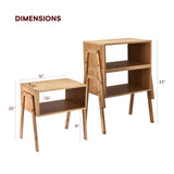 Vdomus Bamboo Stackable Nightstand Set of 2-16 inches Natural Wood Matching Side Table - Wooden Bedside Tables - Minimalist Low End Table Furniture for Living Room or Bedroom Mothers Day Gifts Vdomus