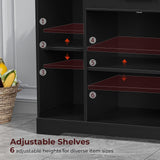 Lyromix 53" Long Kitchen Island with Trash Can Storage, Black Kitchen Island with Garbage Bin 10 Gallon, Portable Island with Trash Can, Wood Top, Spice Rack and Drawers Lyromix