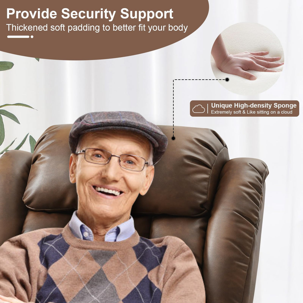 MEROUS Dual Motor Large Power Lift Recliner Chair for Elderly with Heat and Massage,Lay Flat Lift Chairs Recliners for Seniors Infinite Position,USB Ports&Remote, Leather (Ochre) MEROUS