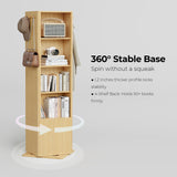 IRONCK 360° Swivel Jewelry Cabinet, Jewelry Armoire with Full Length Mirror, Coat Rack and 4-Tier Shelf, Standing Jewelry Organizers with 2 Drawers, Oak IRONCK