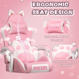 PUKAMI Pink Gaming Chair with Cat Ears and Cat Paw Cushion Pillow,Cute Computer Chair for Girl with Footrest,Ergonomic Gamer Chair, Kawaii Gaming Chair,Reclining Game Chair(Pink) PUKAMI