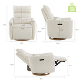 CHITA Swivel Rocker Recliner Chair, Power Nursery Glider Recliner, Nursery Rocking Chair with Adjustable Power Headrest, FSC Certified, Solid Wood Base, Cream CHITA