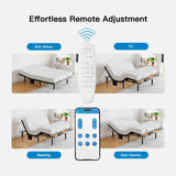 Pipishell Split King Adjustable Bed Frame with Massage, Electric Bed Base with App-Controlled, Head & Foot Incline, 4 USB Ports, LED Under-Bed Lighting, 4 Leg Height Options Pipishell