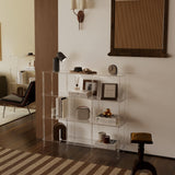 4-Tier Acrylic Horizontal Bookshelf, Clear 9 Cube Open Bookcase, Modern Book Shelf for Living Room, Bedroom, Office, 11.8" D x 47.2" W x 38.6" H, Easy Assembly CRTERICX