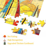 Stained Glass Sailboat Sunset Puzzle for Adults 1000 Pieces, Colorful Landscape Jigsaw Puzzle, Ocean Sea Ship Challenging Puzzle BBOLDIN