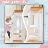 Adjustable Toddler Standing Stool for Kitchen & Bathroom | Wooden Step Stool with Safety Rails for Cooking & Learning | Sturdy & Secure Platform for Ages 18 Months to 5 Years Stepup Baby