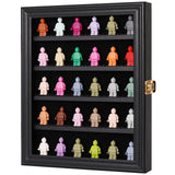 VERANI Minifigures Miniature Display Case Collectibles Display Box Wall Mount Figure Display Curio Cabinet with Lockable Anti Dust Door for Small Objects Lockable Removable Shelves - Small Black VERANI