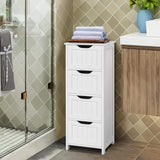 Yaheetech Bathroom Floor Cabinet, Wooden Side Storage Organizer, 4 Drawers Free-Standing Cabinet for Bathroom/Hallway/Living Room, White Yaheetech