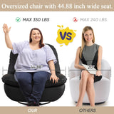 Oversized Electric Recliner Chair, 360 Swivel Rocking Glider Rocker for Adults Modern Ergonomic Lounge for Living Room Phone Stand& Smart Control Theater Seating (Black, Silicone Leather) Deolme