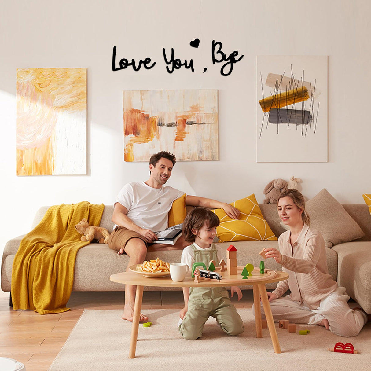 Wooden Love You Bye Sign Home Decor - Boho Farmhouse Wall Art Decor for Stylish Living Room, Hallway Entryway, Wall Decor Door Sign Gift for Your Family Lovers WoodArtSupply