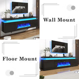 Hlivelood 70" tv Stand w/ 36" Fireplace Up to 80" TVs,High Gloss LED Fireplace TV Stand Entertainment Center for 70/75+/80 inch TV, Modern Media TV Console Cabinet for Living Room,Black Hlivelood