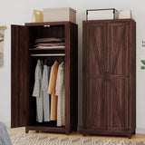 HYDUZ 70" Tall Bedroom Armoire with Hanging Rod for Hanging Clothes, Farmhouse Wooden Wardrobe Closet with Door, Tall Freestanding Clothing Storage Cabinet with Shelf, Espresso HYDUZ