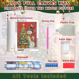 Ohhvvow Diamond Painting Kit - Snowman & Presents-Laden Christmas Tree, Cozy Winter Festive Scene, 5D DIY Full Drill Art Round Diamonds with Tools, Holiday DIY Craft Gift for Women Men Ohhvvow