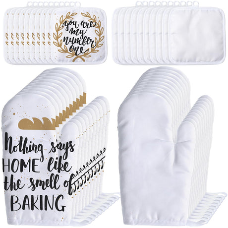 40 Pieces Blank Sublimation Oven Mitts Set Include Blank Sublimation Heat Resistance Oven Gloves and Blank Sublimation Pot Holders for DIY Kitchen Dining Room Accessories Patelai