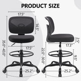 Primy Office Drafting Chair Armless, Tall Office Desk Chair Adjustable Height and Footring, Mid-Back Ergonomic Standing Desk Chair Mesh Rolling Tall Chair for Art Room, Office or Home(Black) Primy