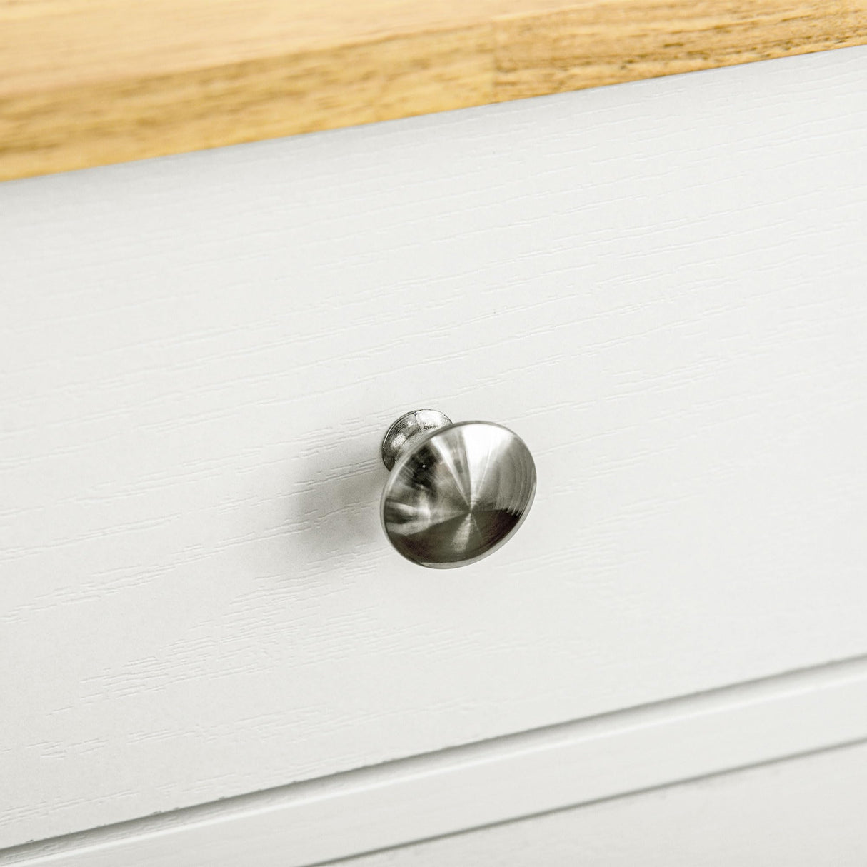 HOMCOM Sideboard with Solid Wood Countertop, Modern Kitchen Storage Cabinet, Coffee Bar Cabinet with 2 Drawers, Doors and Adjustable Shelf, Distressed White HOMCOM