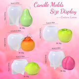 RESIN GO 5Pcs Fruit Candle Molds Set, 3D Apple, Pear, Orange, Lemon & Peach Silicone Molds for Candle Making, DIY Scented Wax Candle Soap Epoxy Resin Casting Polymer Clay Art Decor RESIN GO