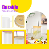 AGH 6 Pack Sublimation Glass Cups with Handles, 16oz Frosted Sublimation Blanks with Bamboo Lid and Stainless Steel Straw, Sublimation Mugs Tumbler AGH