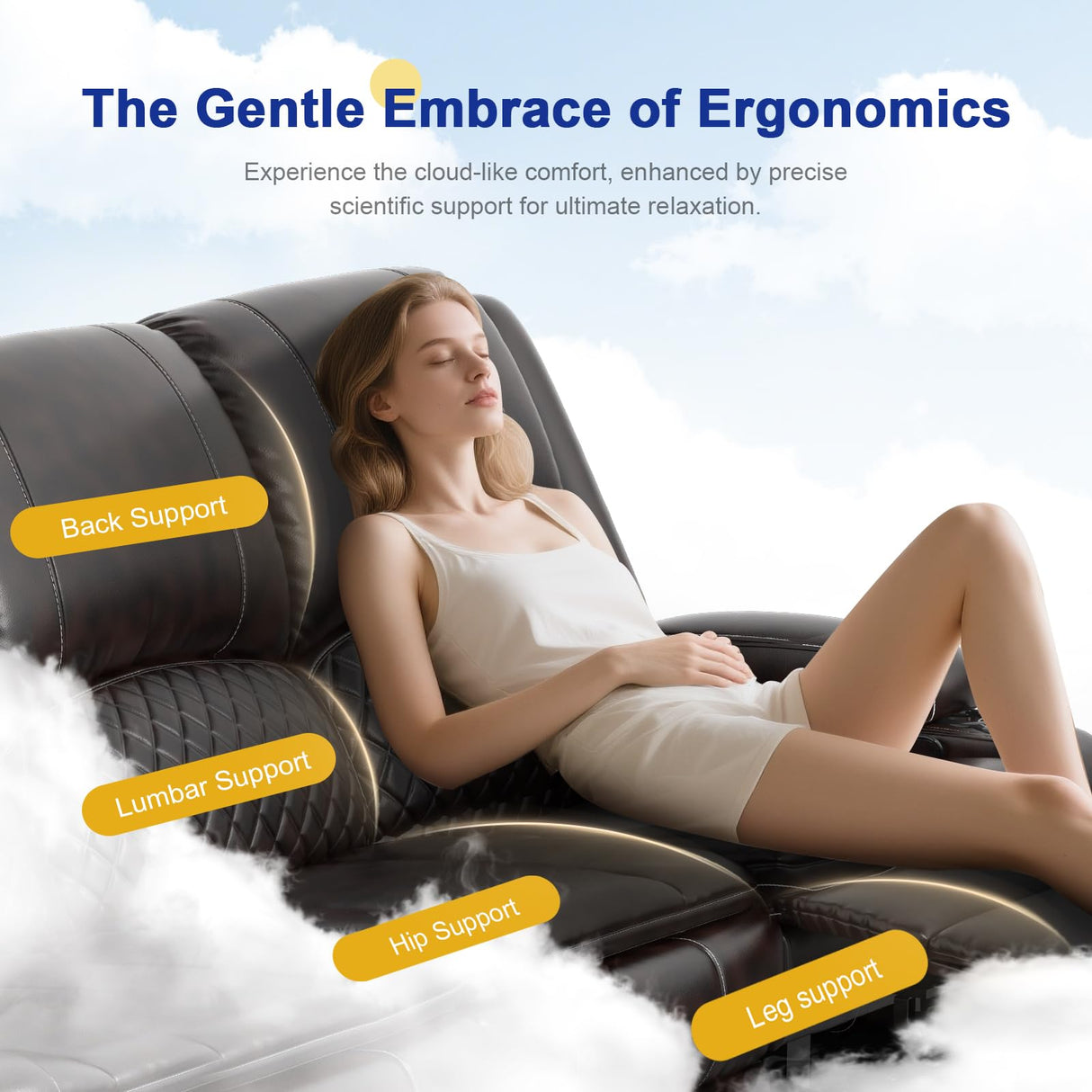 Recliner Sofa 3 Seater Sofa with Recliner, Home Theater Seating with Liftable Console & Removable Armrest, Manual PU Leather Reclining Couch with Cup Holders & USB Ports for Living Room/RV (Brown) MOSGAT