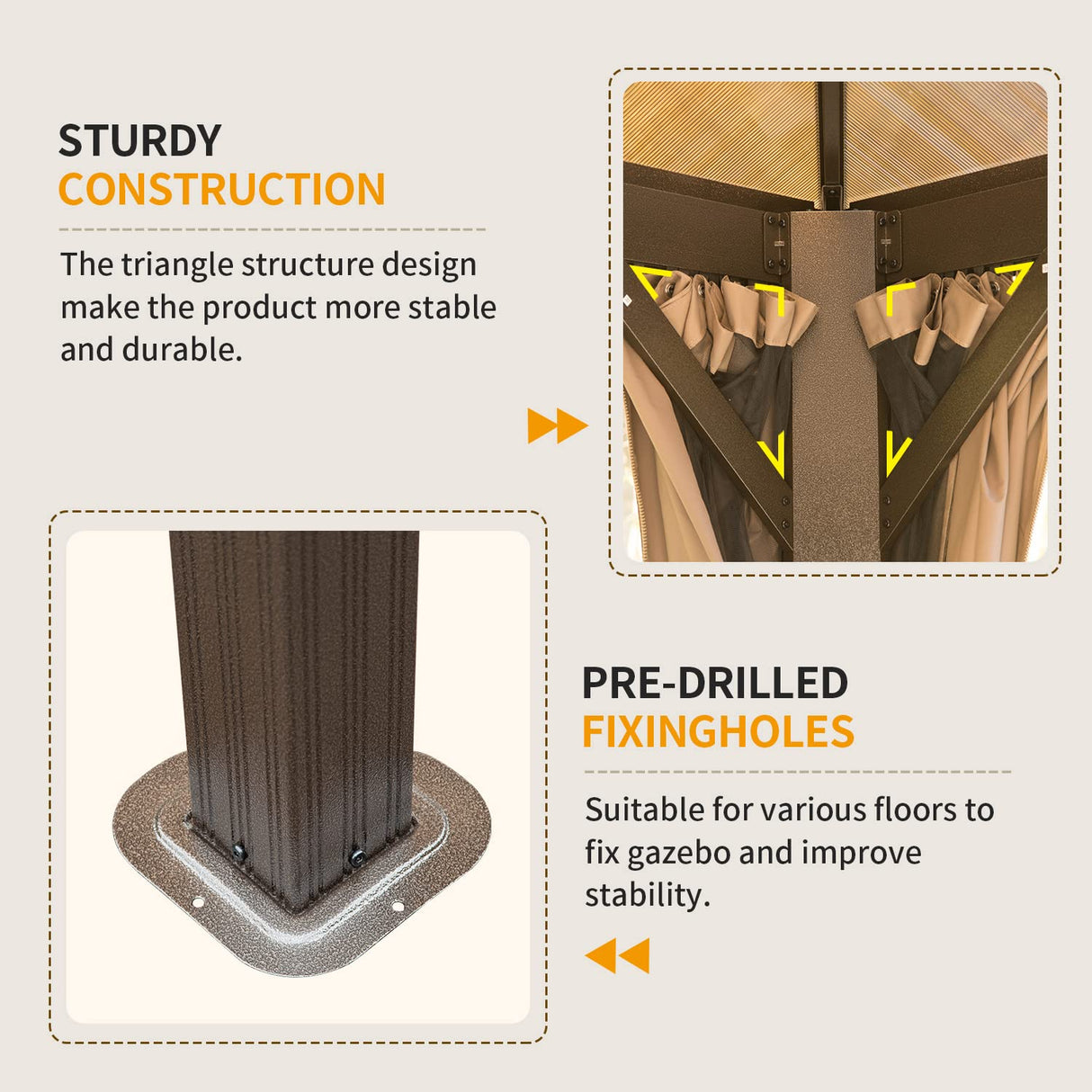 Domi 12' X 16' Hardtop Gazebo, Permanent Outdoor Gazebo with Polycarbonate Double Roof, Aluminum Gazebo Pavilion with Curtain and Net for Garden, Patio, Lawns, Deck, Backyard domi outdoor living