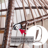 NICESOUL Swing Egg Chair with Stand Indoor Outdoor, Comfy Rattan Patio Basket Hanging Chair with Cushion & Pillow, 350lbs Weight Capacity Egg Hammock Chairs with Base for Bedroom Balcony, Brown NICESOUL