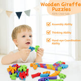LovesTown Giraffe Wooden Puzzle, 26PCS Jigsaw Alphabet and Number Blocks, Educational Toy for Toddlers, Ideal for Gifting and Learning LovesTown
