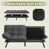 Vipbear 71" Futon Sofa Bed - Convertible Sofa Beds/Adjustable Backrest & Armrest,Detachable Cushion, Loveseat Sleeper for Small Spaces, Apartments & Offices, Grey Futons Vipbear