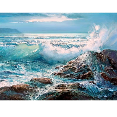 JFYHAB Sea Diamond Painting Kits for Adults-Diamond Art Kits for Adults,5D Diamond Painting Sea, DIY Full Drill Diamond Painting Beach Ocean Gem Art and Crafts 12x16 inch