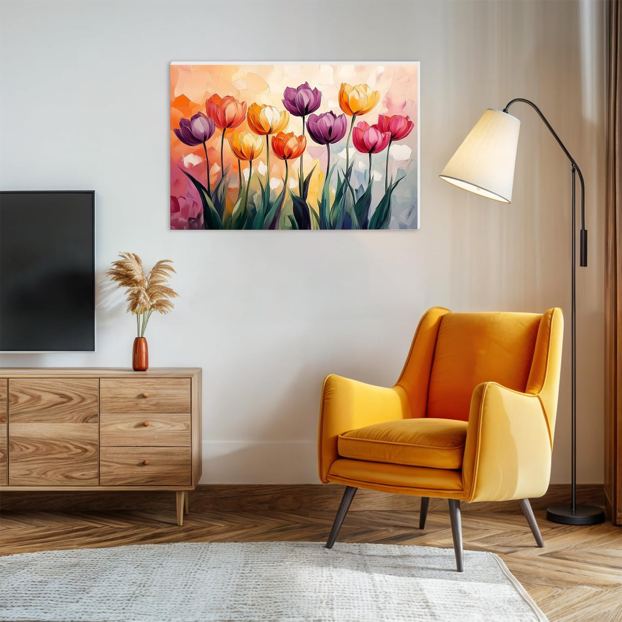 Lxmsja Tulips Paint by Numbers Kit for Adults, Acrylic Beauty Nature Paint by Numbers for Adults Beginner, DIY Craft Supplies Oil Painting Kits for Home Wall Decor 16x12 inch (Framed) Lxmsja