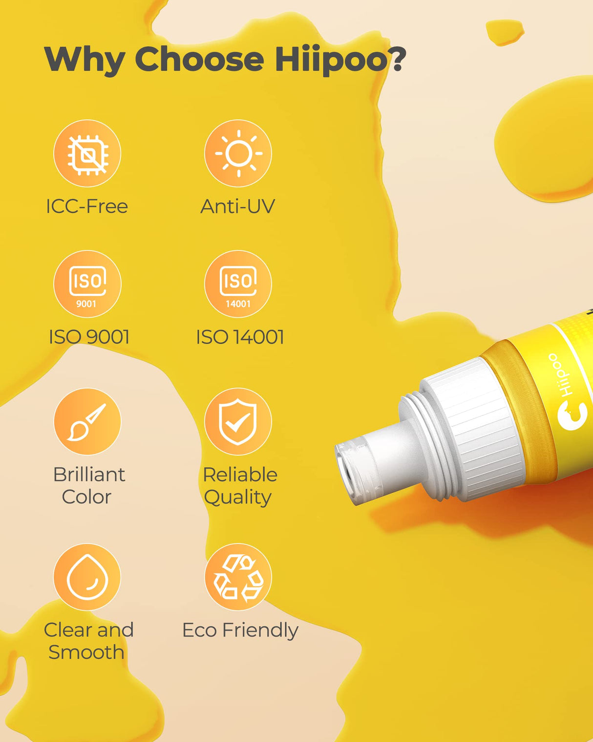 Hiipoo Sublimation Ink Refilled Bottles Compatible for ET2400 ET2720 ET2760 ET2750 ET4800 ET-2800 ET-2803 ET-2850 Inkjet Printers Heat Press Transfer on Mugs T-Shirts Hiipoo