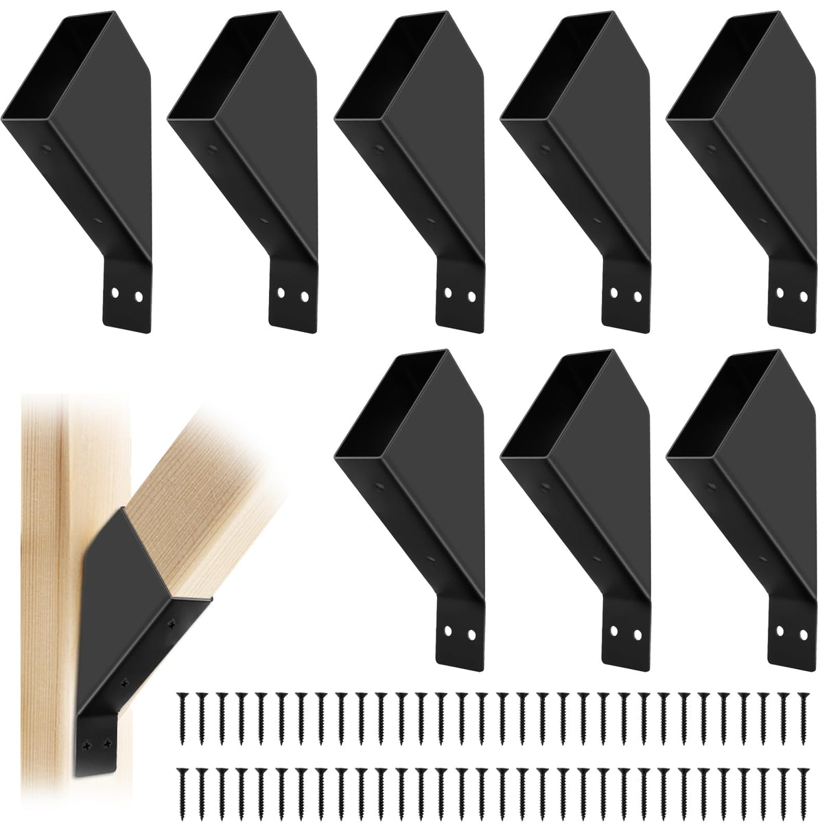 Pergola Brackets，8Pcs 45-Degree Angle Support Bracket， Pergola Bracket and 64-Piece Screws Fit for 2''x4'' Wood Posts, pergola kit Can Be Used for Gazebos Garages Patios Tree Houses Kartols