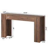 knoworld 63-Inch Long Console Table with LED Light, Farmhouse Sofa Table Behind Couch, Wooden Console Table for Entryway Hallway Entrance Living Room, Brown knoworld