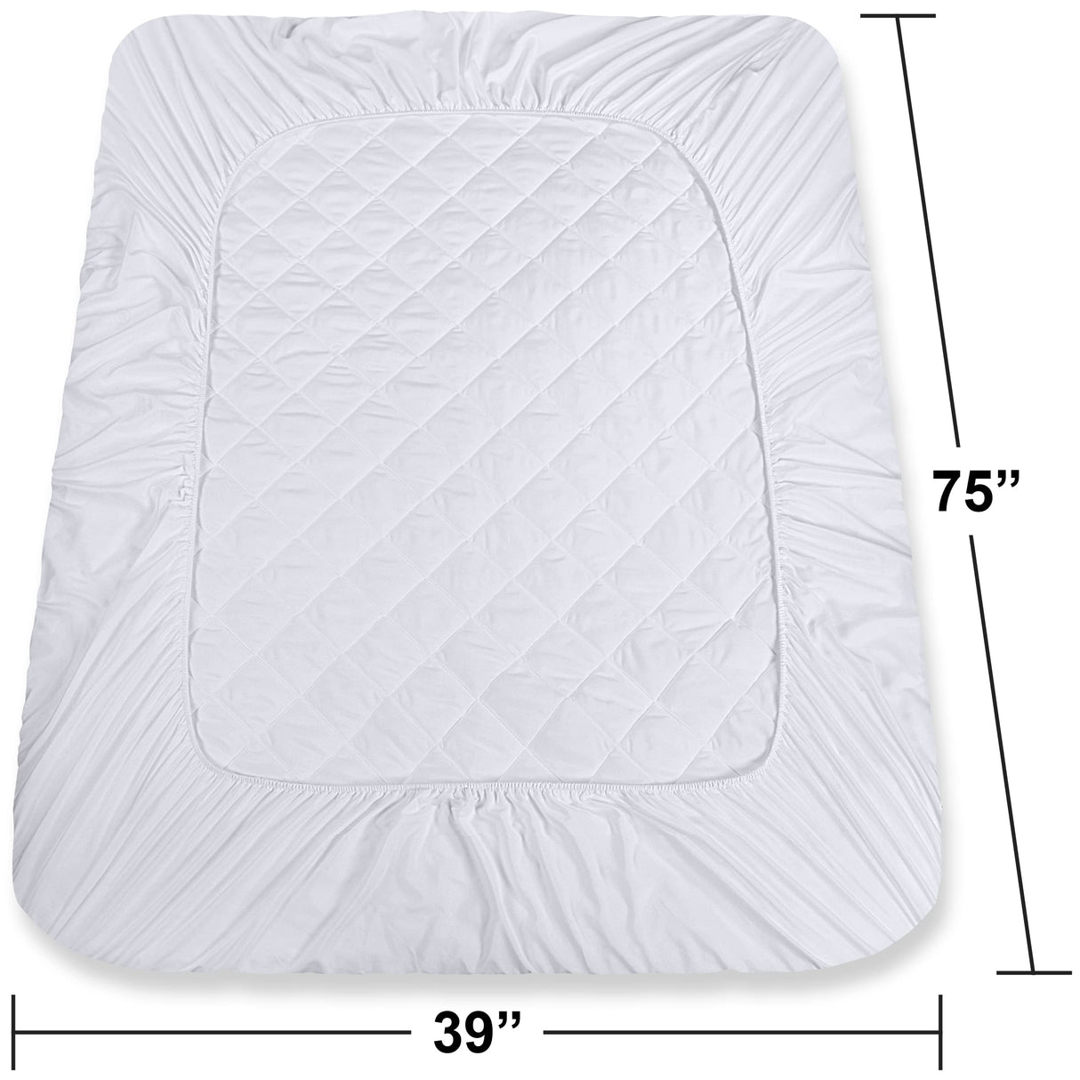 Utopia Bedding Quilted Fitted Mattress Pad, Twin Size, Elastic Fitted Mattress Topper Protector and Cover Stretches up to 16 Inches Deep, Machine Washable (White) Utopia Bedding