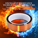 CoYlBod Polyimide Film Adhesive Tape High Temperature Tape 1 inch (25.4mm) X 36 Yds,No Residue Heat Resistant Tape for Sublimation, Masking, 3D Printing, Electric Task, Soldering CoYlBod