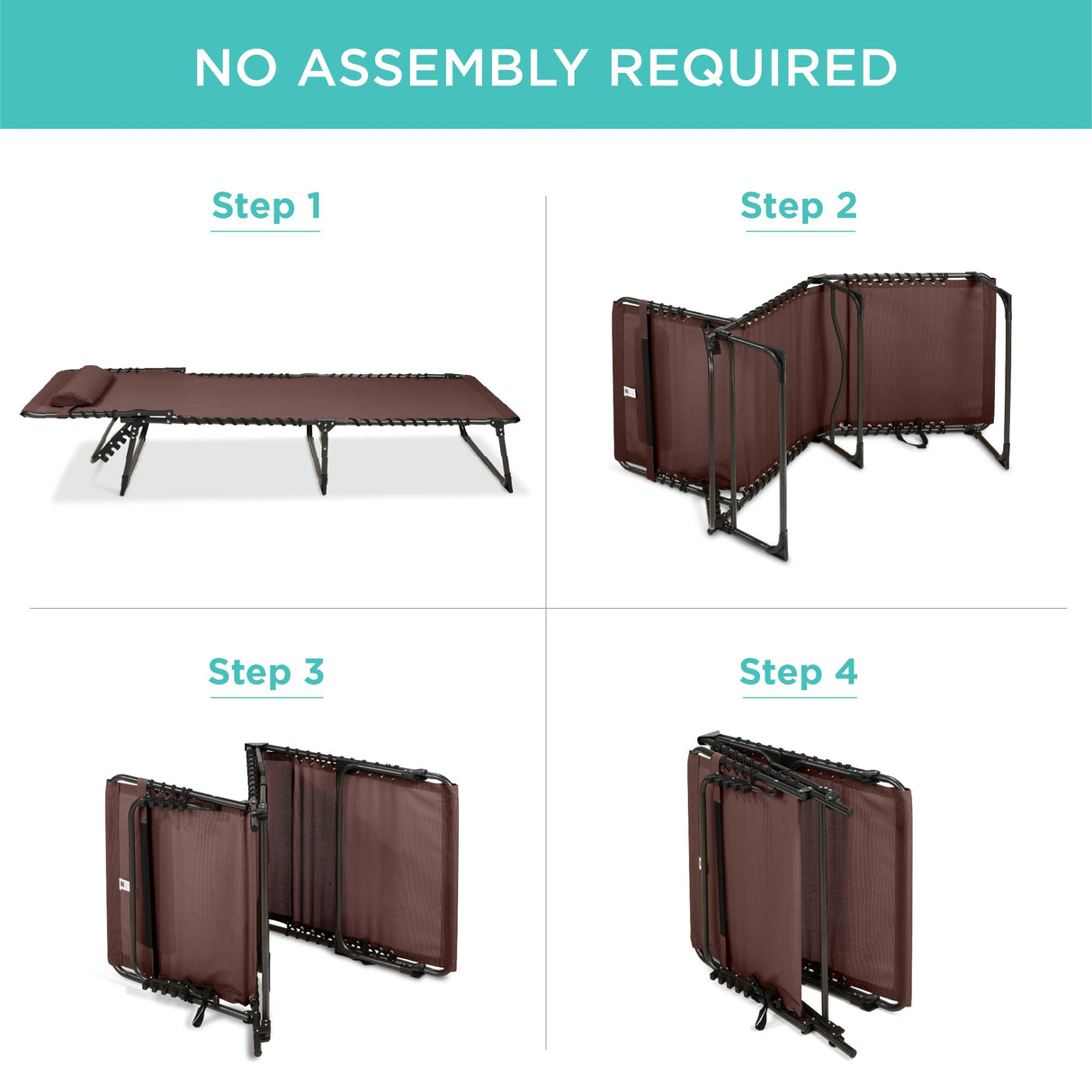 Best Choice Products Patio Chaise Lounge Chair, Portable Outdoor Folding Recliner for Lawn, w/ 8 Positions, Handles, 300lb Capacity - Brown Best Choice Products