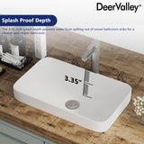Bathroom Vessel Sink, DeerValley 19'' x 12'' Semi Recessed Bathroom Sink Rectangular White Ceramic Vessel Sinks for Bathroom Modern Bath Sink Bowl Vanity Sink Above Counter Basin DV-1V0047 Deer Valley