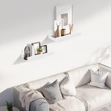 Muzilife 12" Small Floating Wall Ledge Shelves with Lip - Set of 2 Wood Floating Shelves - White Wall Mounted Picture Ledge for Office, Bathroom, Bedroom, Living Room, Kitchen Muzilife