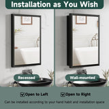 BOHMIROO 16x24 Inch Medicine Cabinet Mirror for Bathroom Recessed Medicine Cabinet with Mirror or Surface Wall-Mounted Aluminum Alloy Framed Bathroom Cabinet Mirror Black Metal BOHMIROO